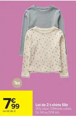 Carrefour Tex Lot de 2 t-shirts fille offre