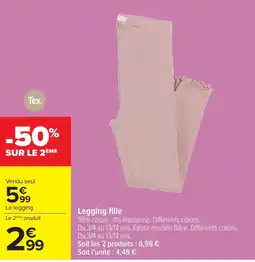 Carrefour Tex Legging fille offre
