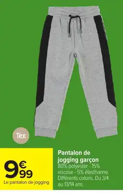 Carrefour Tex Pantalon de jogging garçon offre