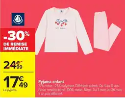 Carrefour PETIT BATEAU Pyjama enfant offre