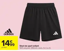 Carrefour adidas Short de sport enfant offre