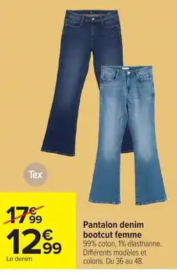 Carrefour Tex Pantalon denim bootcut femme offre