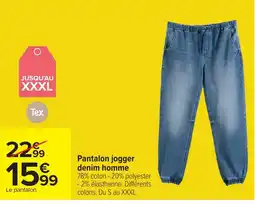 Carrefour Tex Pantalon jogger denim homme offre