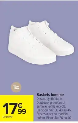 Carrefour Tex Baskets homme offre