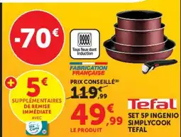 Hyper U Tefal set 5p ingenio simplycook offre