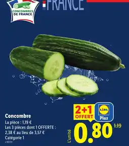 Lidl Concombres de France offre
