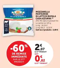 Hyper U Casa Azzurra mozzarella pasteurise di latte di bufala offre