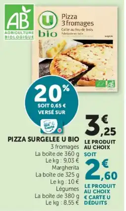 Hyper U U bio Pizza 3 fromages offre