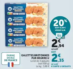 Hyper U GALETTES BRETONNES PUR BEURRE U offre