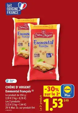Lidl Chêne d'Argent Emmental français offre