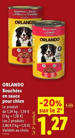 Lidl ORLANDO Bouchées en sauce pour chien offre