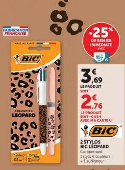 Hyper U Bic 2 stylos léopard offre