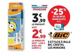 Hyper U Bic stylos à bille cristal les minions offre