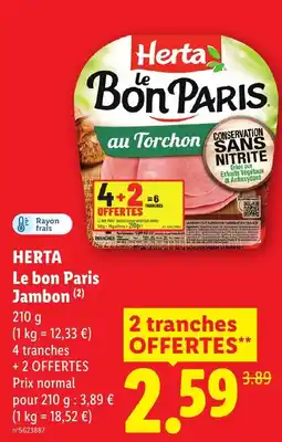 Lidl Herta Le bon Paris Jambon offre