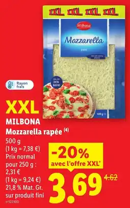 Lidl Milbona Mozzarella rapée offre