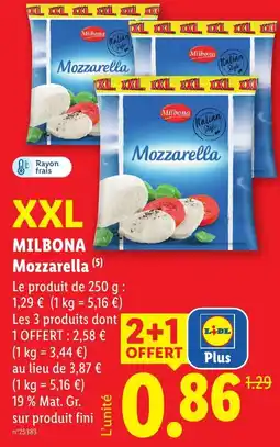 Lidl Milbona Mozzarella offre