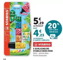Hyper U STABILO 5 SURLIGNEURS offre