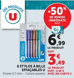 Hyper U U Stylos à bille effaçables offre