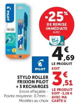 Hyper U PILOT STYLO ROLLER FRIXION offre