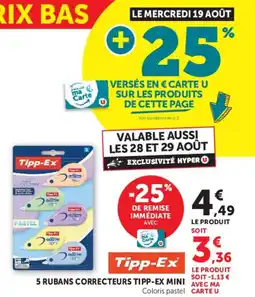 Hyper U Tipp-Ex 5 rubans correcteurs Tipp-Ex mini offre