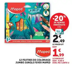 Hyper U Maped 12 FEUTRES DE COLORIAGE JUMBO JUNGLE FEVER offre