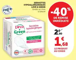Hyper U Love & Green Serviettes hypoallergéniques offre