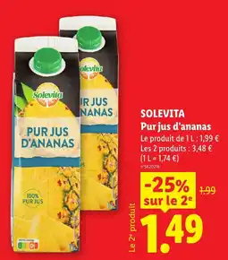 Lidl SOLEVITA Pur jus d'ananas offre