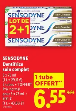 Lidl SENSODYNE Dentifrice soin complet offre