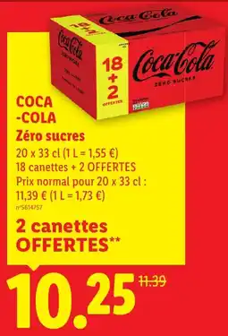 Lidl Coca-Cola Zéro sucres offre