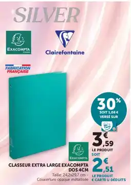 Hyper U EXACOMPTA CLASSEUR EXTRA LARGE offre