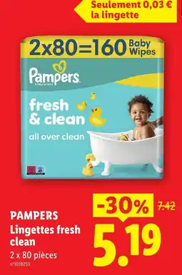 Lidl Pampers Lingettes fresh clean offre
