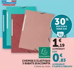 Hyper U EXACOMPTA CHEMISE À ÉLASTIQUE 3 RABATS offre