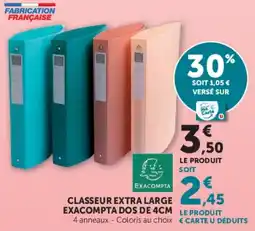 Hyper U EXACOMPTA CLASSEUR EXTRA LARGE offre