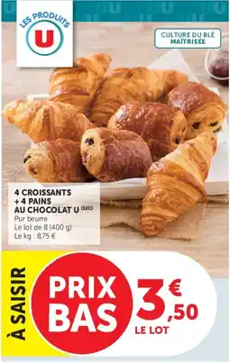 Hyper U 4 croissants + 4 pains au chocolat offre