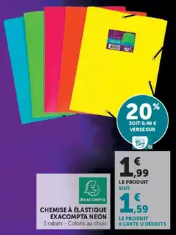 Hyper U EXACOMPTA CHEMISE À ÉLASTIQUE NEON offre