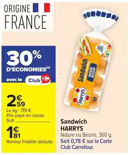 Carrefour Harrys Sandwich offre