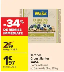 Carrefour WASA Flocons d'Avoine offre