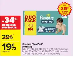 Carrefour Market PAMPERS Couches "Duo Pack" offre
