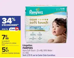 Carrefour Market Pampers Lingettes Aqua Soft Touch offre