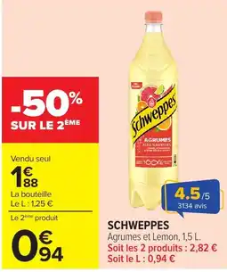 Carrefour Schweppes Agrumes et Lemon offre