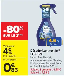 Carrefour Lenor Désodorisant textile offre