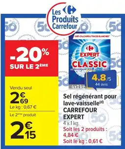 Carrefour Expert Classic Sel régénérant pour lave-vaisselle offre