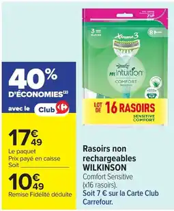 Carrefour WILKINSON Rasoirs non rechargeables offre