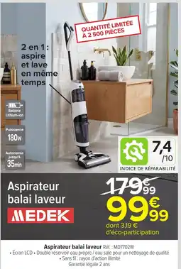 Carrefour MEDEK Aspirateur balai laveur offre
