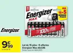 Carrefour Energizer Max AA/LR6 offre