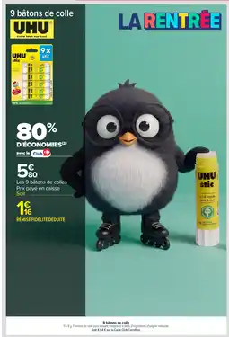 Carrefour Uhu btons de colle offre