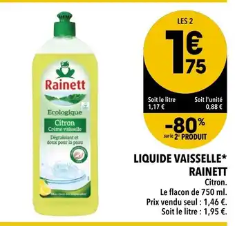 Supeco Liquide Vaisselle Rainett offre
