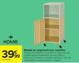 Carrefour HOME Meuble de rangement avec roulettes offre