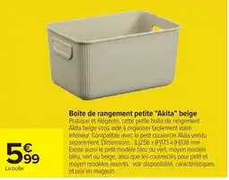 Carrefour Akita boîte de rangement petite beige offre