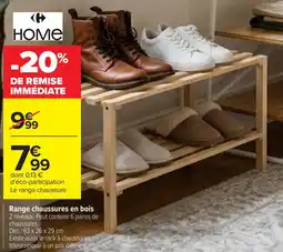 Carrefour Home range chaussures en bois offre